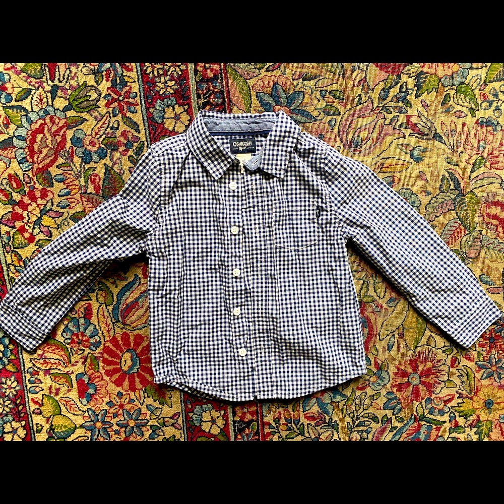 Boys Navy Gingham Button Shirt 4T 💙